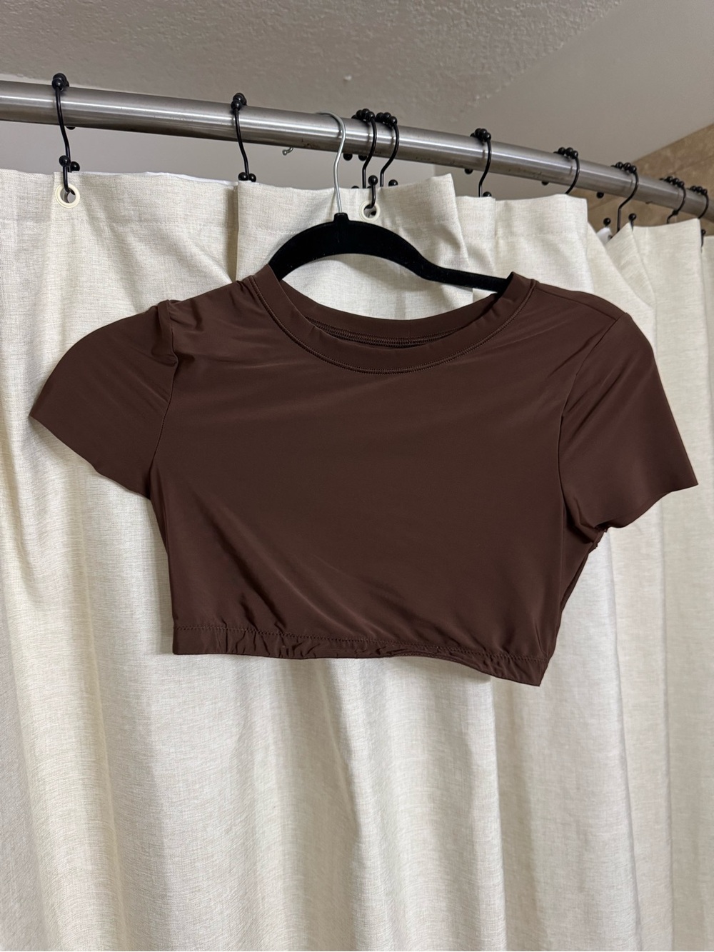 Women's Aerie smoothiez Brown Cropped Short Sleeve Top